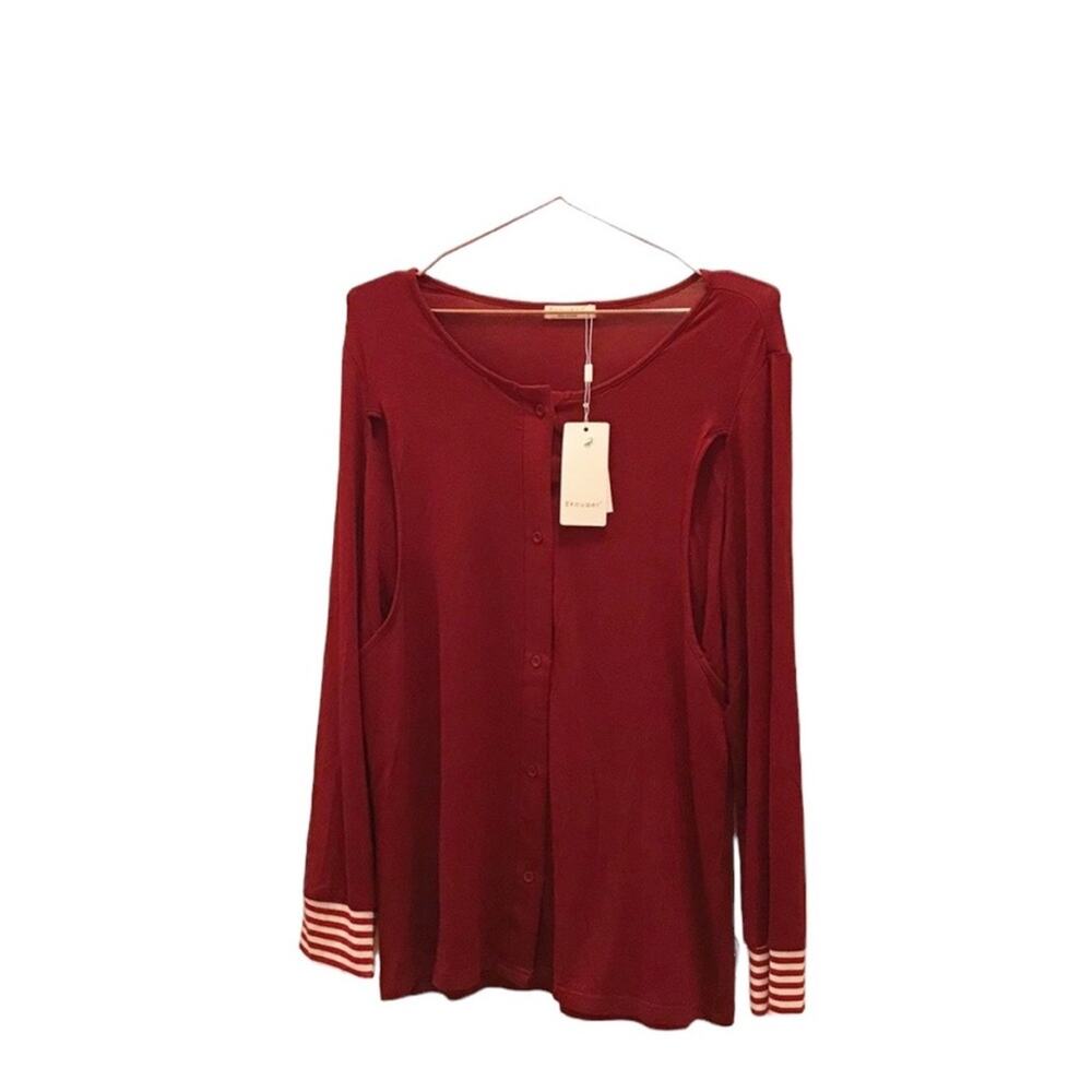 Ekouaer nursing long sleeved button down soft shirt size small